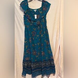 Maurices Blue and Cream Sleeveless Sundress Midi